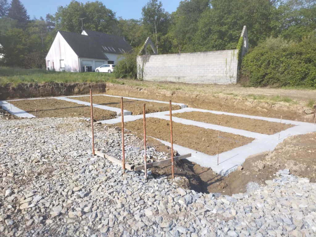 Terrassement avec fouille en rigole pour fondations